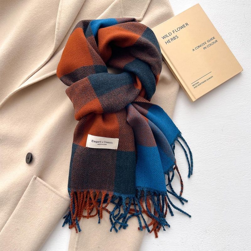 2024 Autumn Winter Men Women Warm Scarf Double Sided Imitation Cashmere Shawl Thick Wrap Student Scarves Bufanda Echarpe Blanket - Image 21