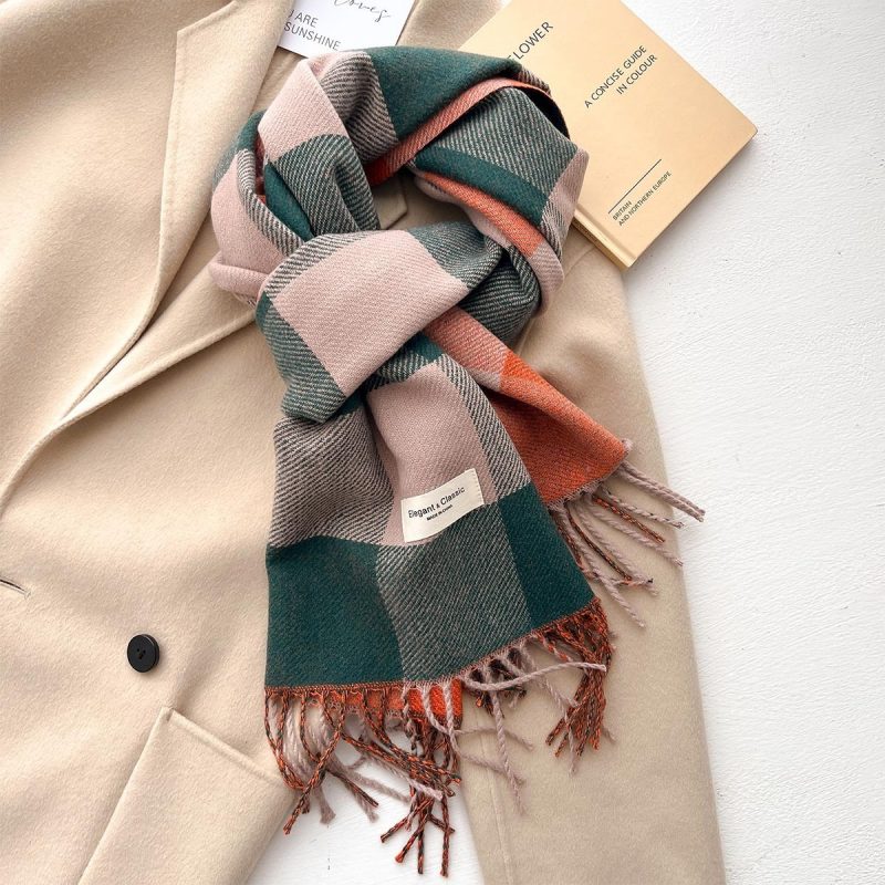 2024 Autumn Winter Men Women Warm Scarf Double Sided Imitation Cashmere Shawl Thick Wrap Student Scarves Bufanda Echarpe Blanket - Image 23