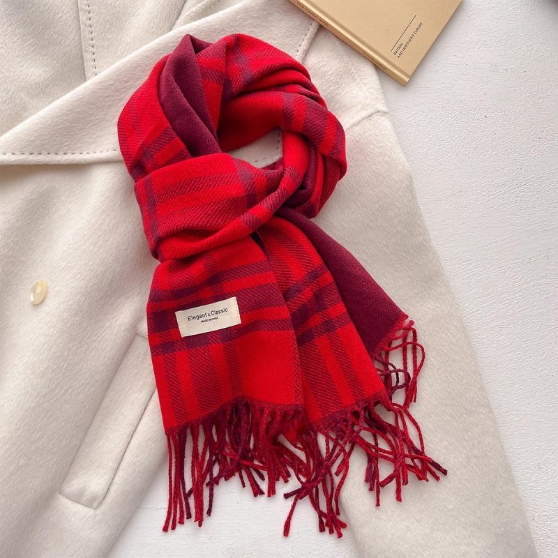 2024 Autumn Winter Men Women Warm Scarf Double Sided Imitation Cashmere Shawl Thick Wrap Student Scarves Bufanda Echarpe Blanket - Image 24