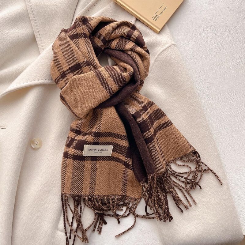 2024 Autumn Winter Men Women Warm Scarf Double Sided Imitation Cashmere Shawl Thick Wrap Student Scarves Bufanda Echarpe Blanket - Image 27