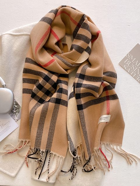 New Autumn Winter Fashion Cashmere Plaid Design Scarf Men Women Warm Thickening Shawl Neckerchief Scarves Bufanda Tassel 2024