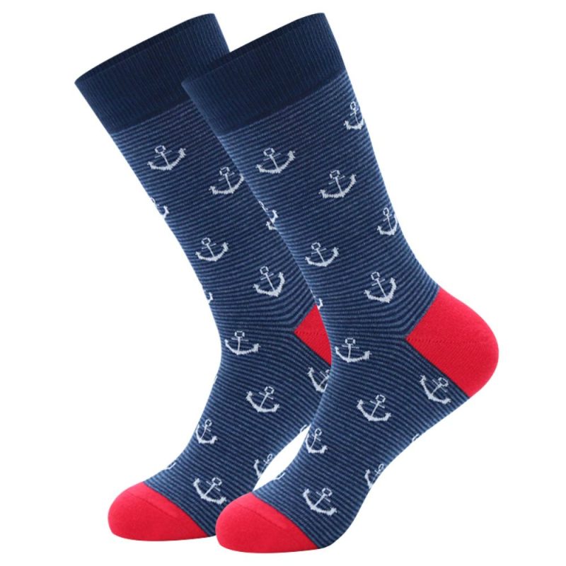 5Pairs Mens Fun Dress Socks,Pattern Funny Socks Pack,Colorful Striped Combed Cotton Novelty Socks,Cool Breathable Casual Socks - Image 4