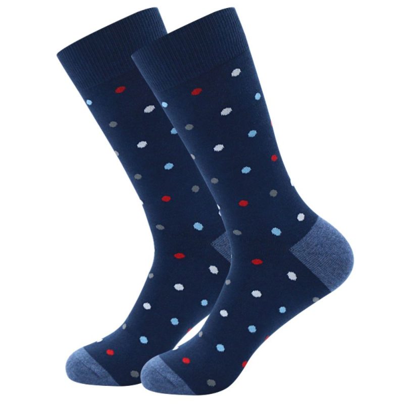 5Pairs Mens Fun Dress Socks,Pattern Funny Socks Pack,Colorful Striped Combed Cotton Novelty Socks,Cool Breathable Casual Socks - Image 5