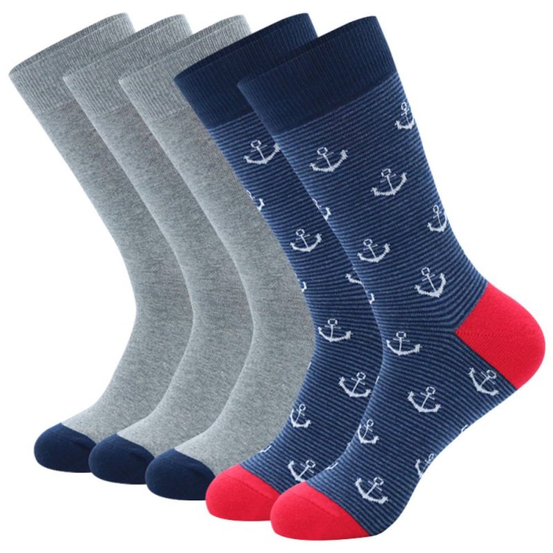 5Pairs Mens Fun Dress Socks,Pattern Funny Socks Pack,Colorful Striped Combed Cotton Novelty Socks,Cool Breathable Casual Socks - Image 9