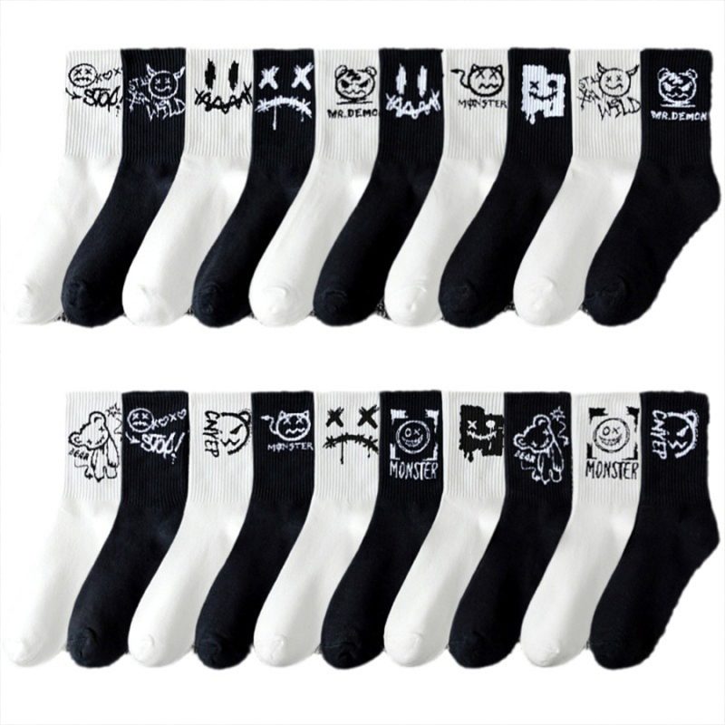 10pcs Men's Socks Mid Length Socks Hip Hop Sports Socks For Men Breathable Sweat Wicking Versatile Socks - Image 6