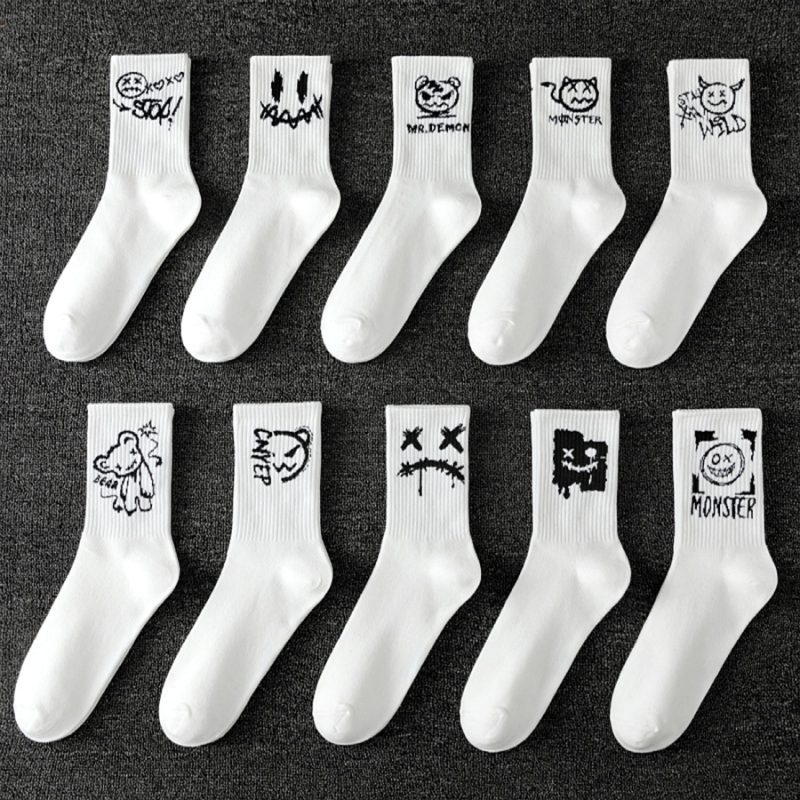 10pcs Men's Socks Mid Length Socks Hip Hop Sports Socks For Men Breathable Sweat Wicking Versatile Socks - Image 7