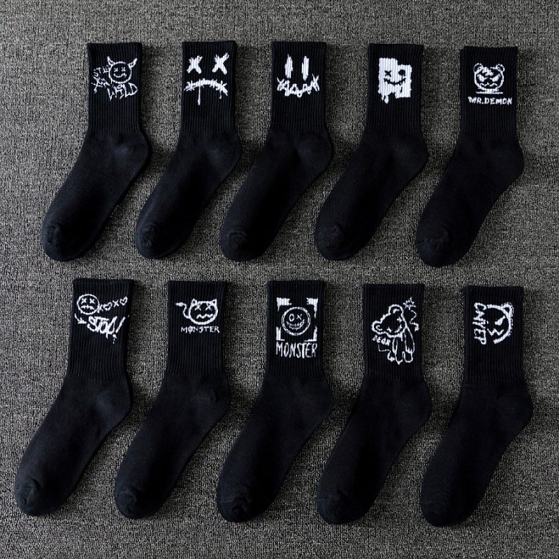 10pcs Men's Socks Mid Length Socks Hip Hop Sports Socks For Men Breathable Sweat Wicking Versatile Socks - Image 8