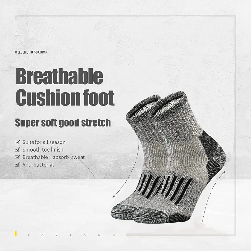 4 Pairs Merino Wool Socks Thicken Warm Hiking Cushion Crew Socks For Men Women Wool Sports Socks Moisture Wicking Euro Size - Image 4
