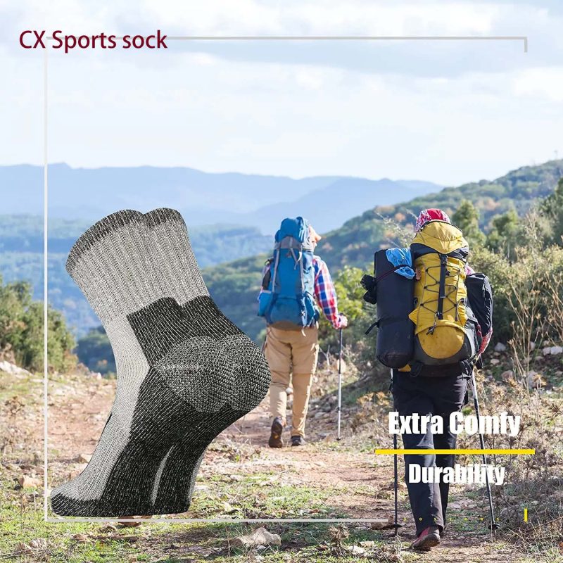 4 Pairs Merino Wool Socks Thicken Warm Hiking Cushion Crew Socks For Men Women Wool Sports Socks Moisture Wicking Euro Size - Image 5