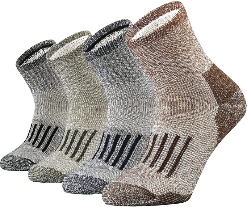 4 Pairs Merino Wool Socks Thicken Warm Hiking Cushion Crew Socks For Men Women Wool Sports Socks Moisture Wicking Euro Size - Image 6