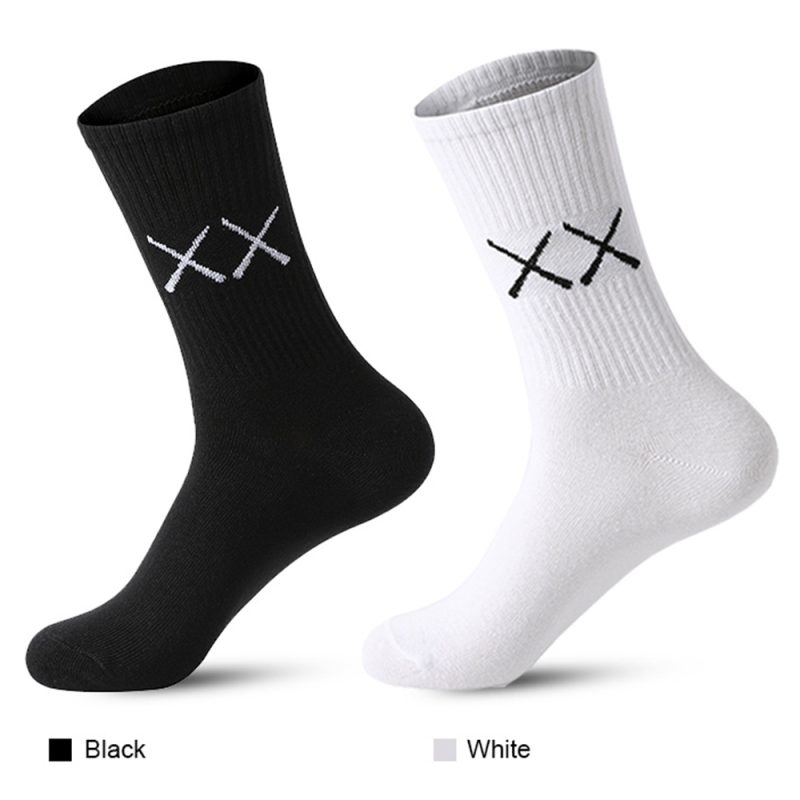5 Pairs Socks for Men Black And White Breathable Anti-odor Cotton Casual Middle Socks Running Gym Sports Socks Long socks - Image 2