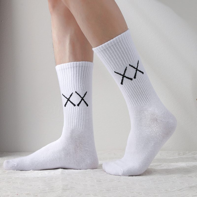 5 Pairs Socks for Men Black And White Breathable Anti-odor Cotton Casual Middle Socks Running Gym Sports Socks Long socks - Image 4
