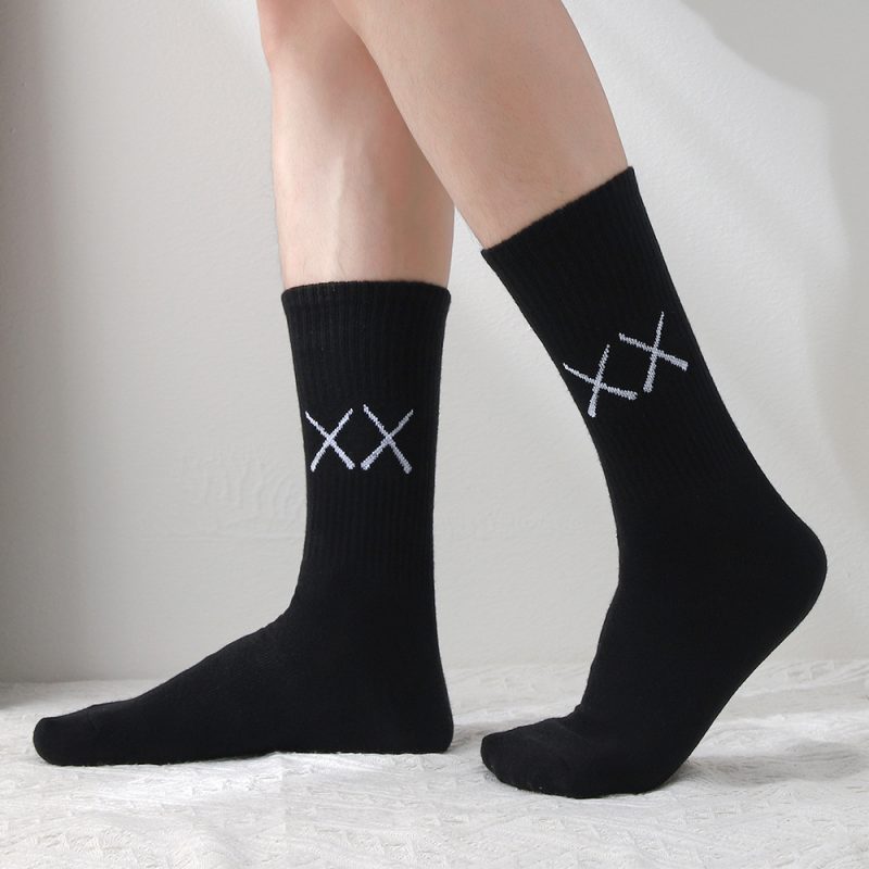 5 Pairs Socks for Men Black And White Breathable Anti-odor Cotton Casual Middle Socks Running Gym Sports Socks Long socks - Image 5