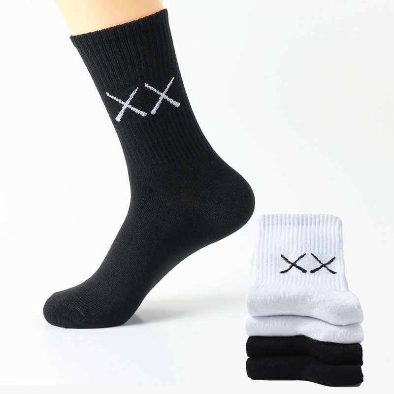 5 Pairs Socks for Men Black And White Breathable Anti-odor Cotton Casual Middle Socks Running Gym Sports Socks Long socks - Image 6