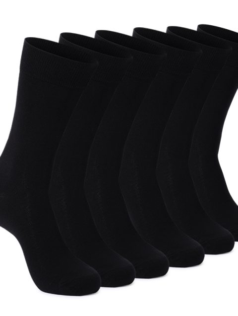 6 Pairs Mens Dress Socks Black Plus Size, High Quality Combed Cotton Crew Socks, Black Cool Breathable Casual Socks for men