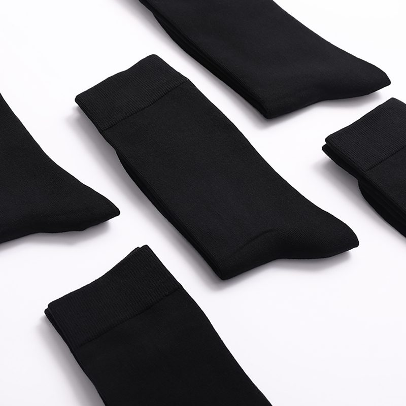 6 Pairs Mens Dress Socks Black Plus Size, High Quality Combed Cotton Crew Socks, Black Cool Breathable Casual Socks for men - Image 2