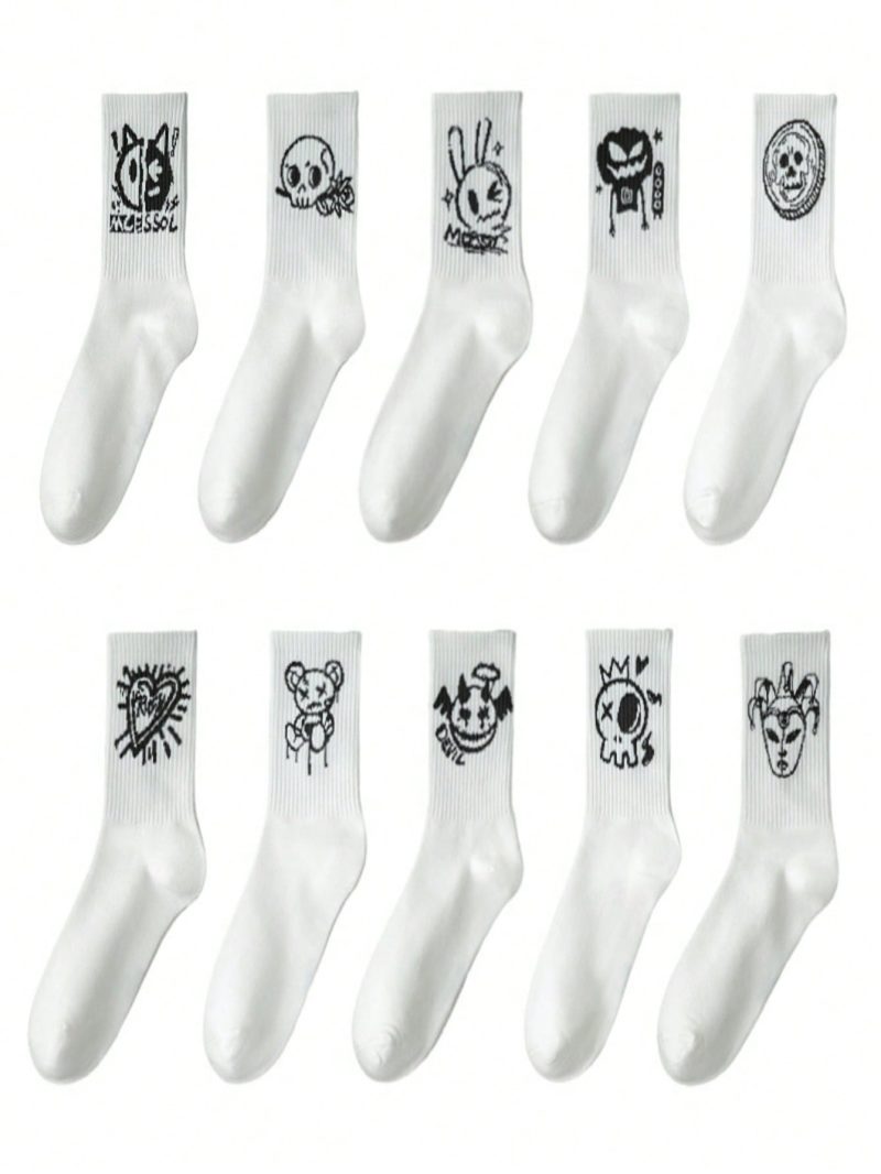 1/3/5/10/20 Pairs of random men's spring/summer European and American style graffiti cartoon socks combination - Image 3