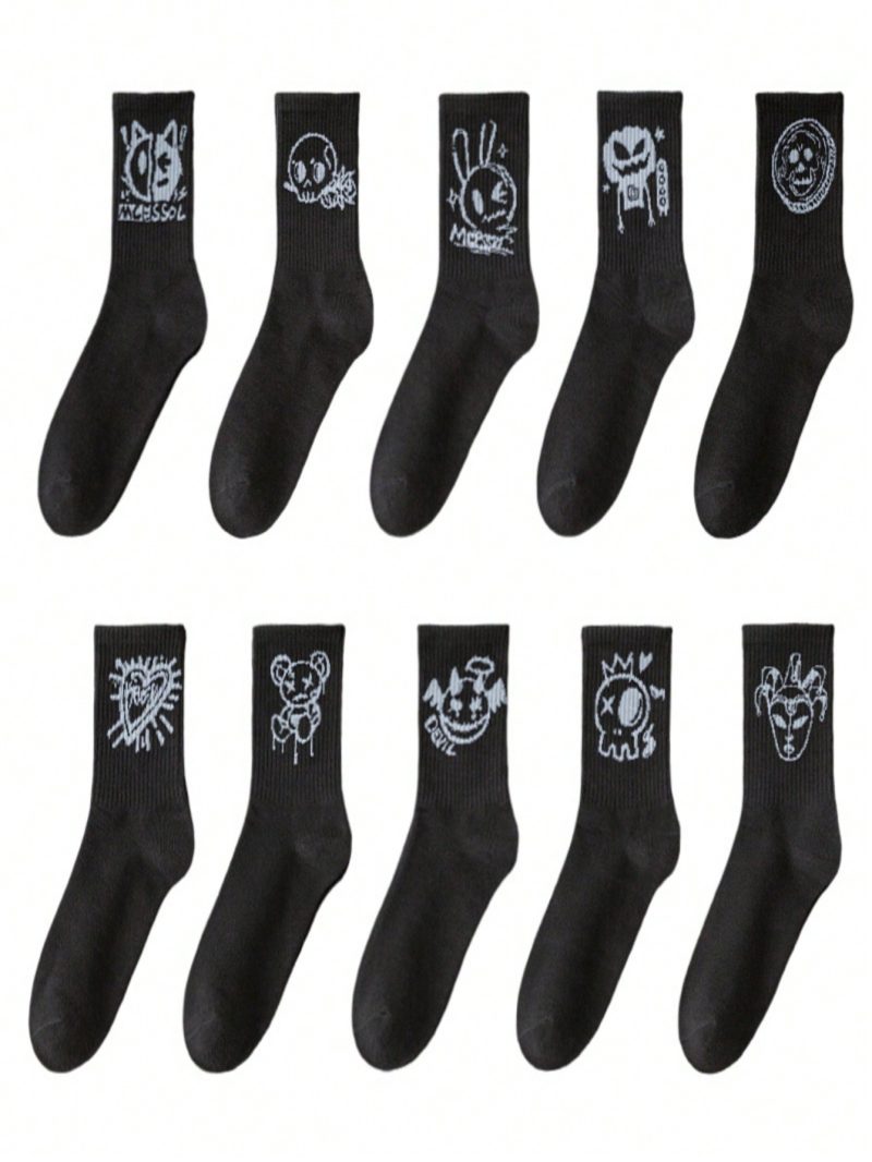 1/3/5/10/20 Pairs of random men's spring/summer European and American style graffiti cartoon socks combination - Image 4