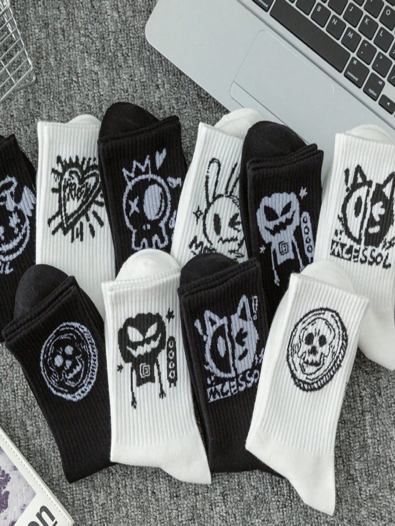 1/3/5/10/20 Pairs of random men's spring/summer European and American style graffiti cartoon socks combination - Image 5