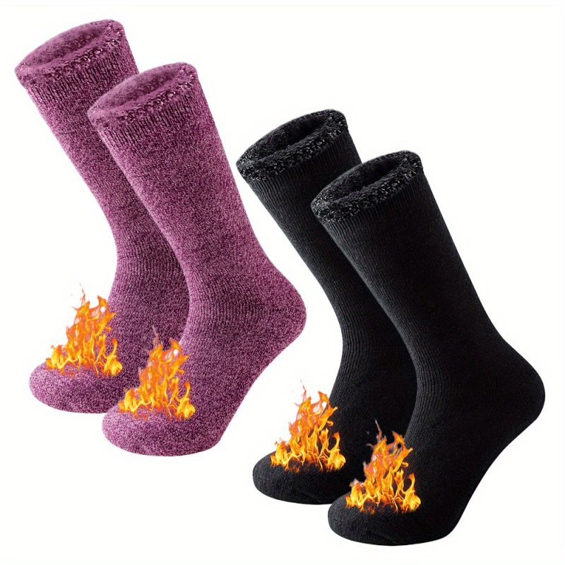 2 Pairs Pack Winter Thermal Socks For Men Women Cold Weather Insulated Socks Outdoor Hiking Skiing Warm Snow Thick Heated Socks - Image 15