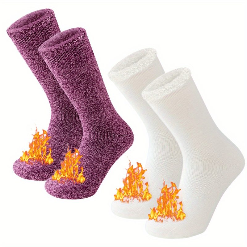2 Pairs Pack Winter Thermal Socks For Men Women Cold Weather Insulated Socks Outdoor Hiking Skiing Warm Snow Thick Heated Socks - Image 16