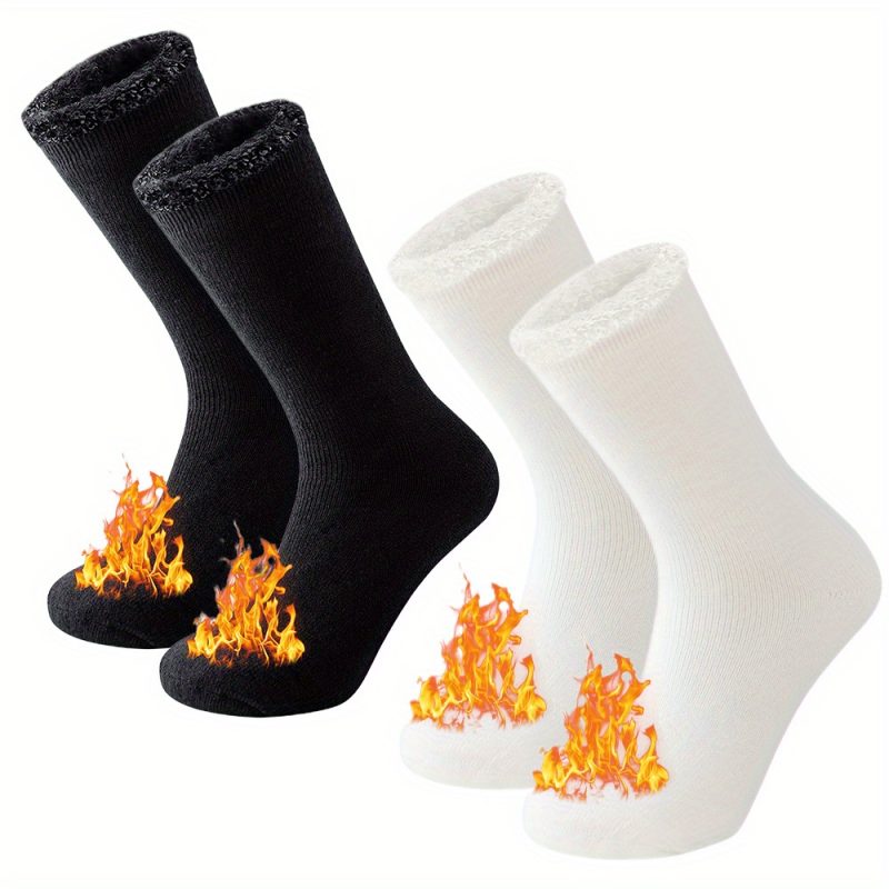 2 Pairs Pack Winter Thermal Socks For Men Women Cold Weather Insulated Socks Outdoor Hiking Skiing Warm Snow Thick Heated Socks - Image 17