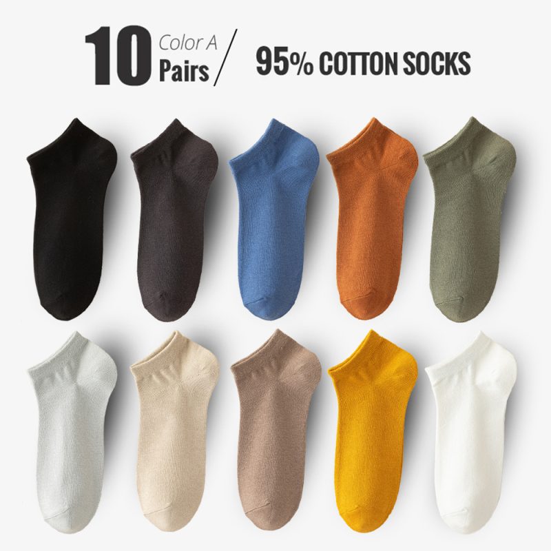 95% Combed Cotton Socks Men Business Dress Short Socks Soft Breathable Spring Summer Colorful Sock For Man 5Pairs/Lot Ankle Sock - Image 18