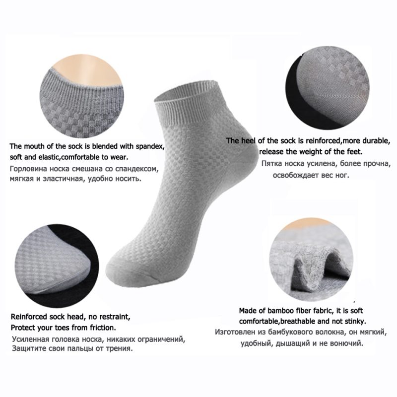 10 Pairs High Quality Bamboo Fiber Men's Socks Business Breathable Deodorant Compression Socks Men Long Big Size EUR 38-46 - Image 3