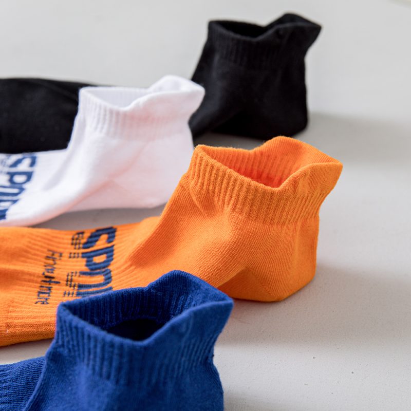 5 Pairs Men's Fashion Athletic Socks Letters Print Breathable Sweat-wicking Comfortable Low Cut Ankle Socks For Daily Wear Gift - Image 2