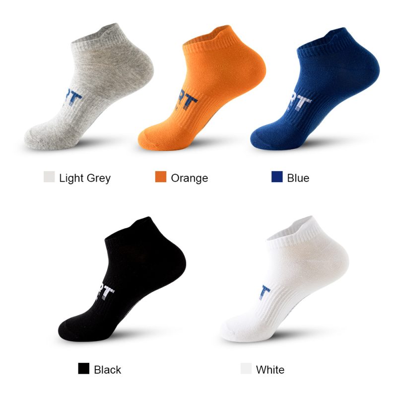 5 Pairs Men's Fashion Athletic Socks Letters Print Breathable Sweat-wicking Comfortable Low Cut Ankle Socks For Daily Wear Gift - Image 6