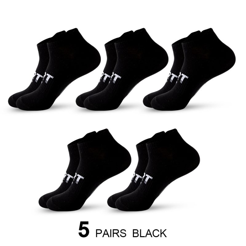 5 Pairs Men's Fashion Athletic Socks Letters Print Breathable Sweat-wicking Comfortable Low Cut Ankle Socks For Daily Wear Gift - Image 8