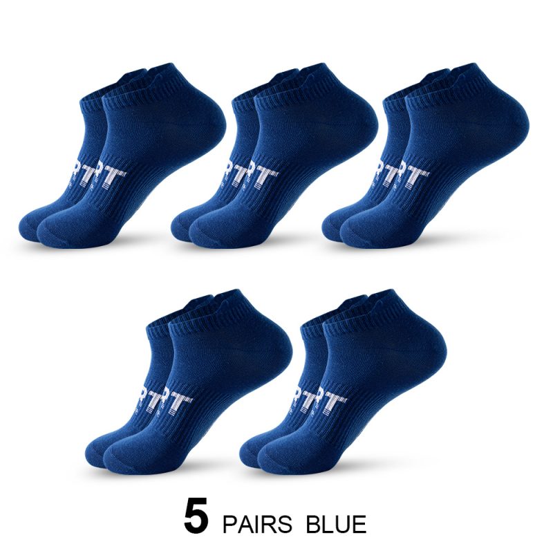 5 Pairs Men's Fashion Athletic Socks Letters Print Breathable Sweat-wicking Comfortable Low Cut Ankle Socks For Daily Wear Gift - Image 9