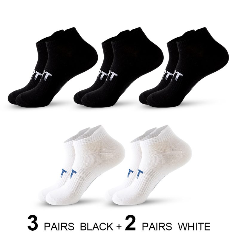 5 Pairs Men's Fashion Athletic Socks Letters Print Breathable Sweat-wicking Comfortable Low Cut Ankle Socks For Daily Wear Gift - Image 12