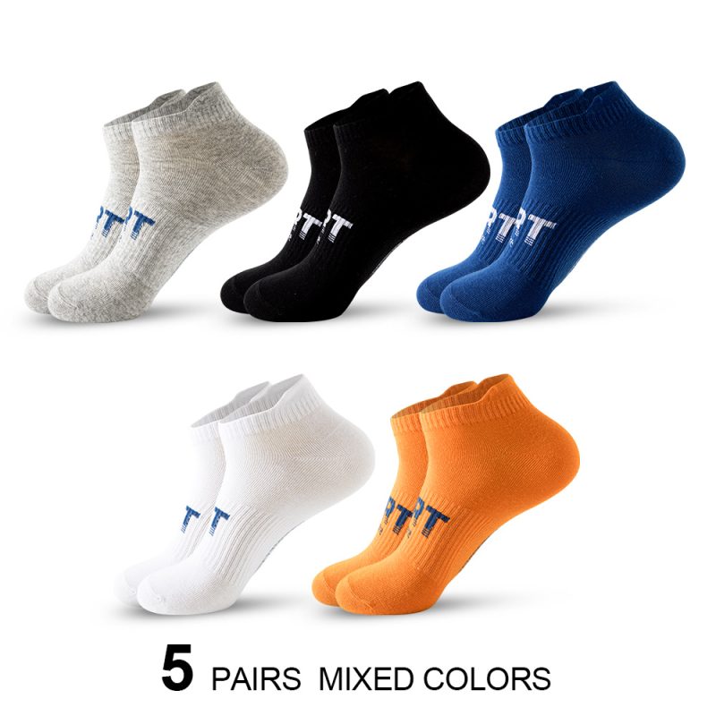 5 Pairs Men's Fashion Athletic Socks Letters Print Breathable Sweat-wicking Comfortable Low Cut Ankle Socks For Daily Wear Gift - Image 17