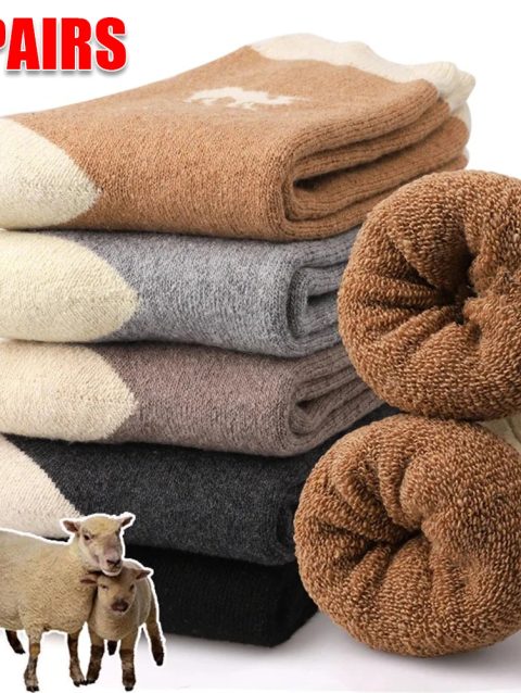 5 Pairs Wool Socks Super Thickened Winter Sock Warm Soft Male Men's Socks High Quality Middle Tube Socks Home Sport Cold Floor