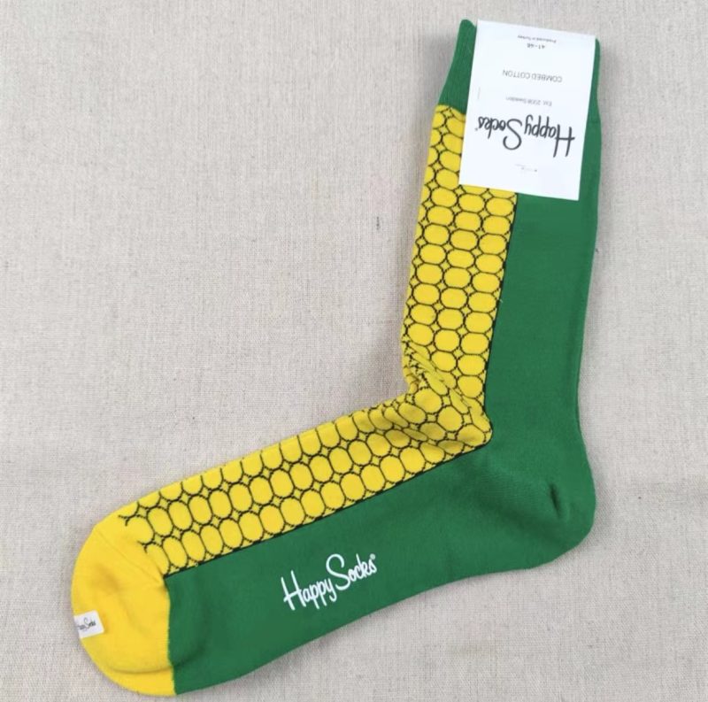 Happy Socks Men's Diamond Check Socks Four Seasons Pure Cotton Geometric Pattern Sports Socks - Image 4