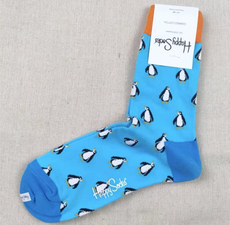 Happy Socks Men's Diamond Check Socks Four Seasons Pure Cotton Geometric Pattern Sports Socks - Image 5
