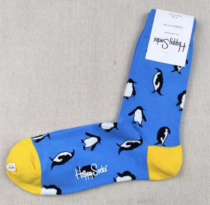 Happy Socks Men's Diamond Check Socks Four Seasons Pure Cotton Geometric Pattern Sports Socks - Image 6