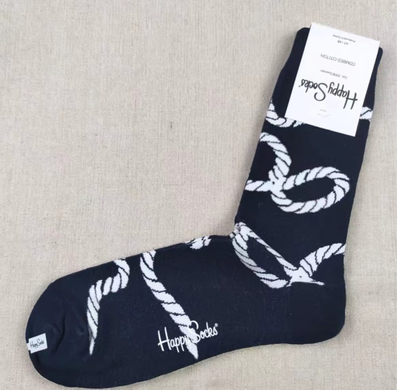 Happy Socks Men's Diamond Check Socks Four Seasons Pure Cotton Geometric Pattern Sports Socks - Image 8