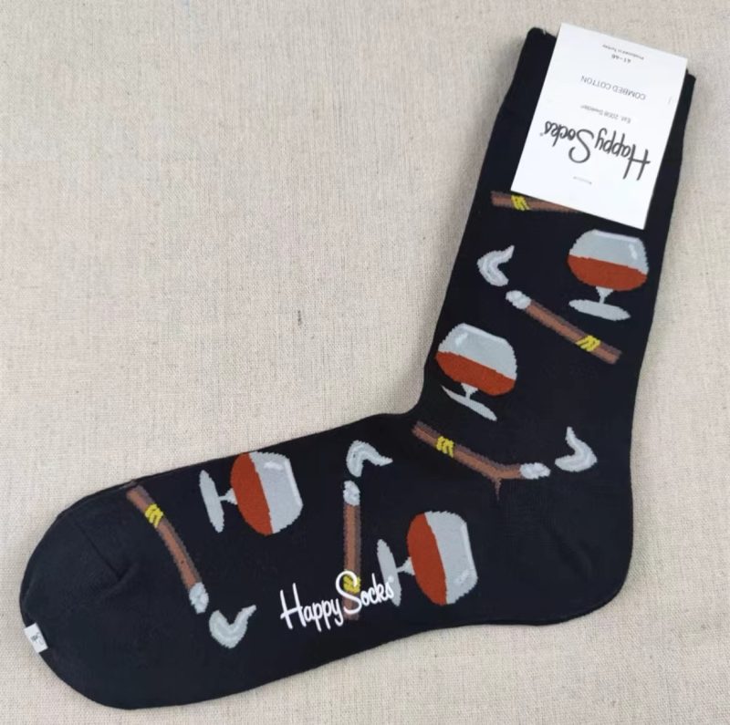 Happy Socks Men's Diamond Check Socks Four Seasons Pure Cotton Geometric Pattern Sports Socks - Image 11