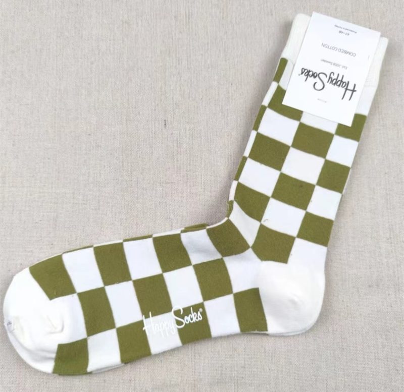 Happy Socks Men's Diamond Check Socks Four Seasons Pure Cotton Geometric Pattern Sports Socks - Image 16