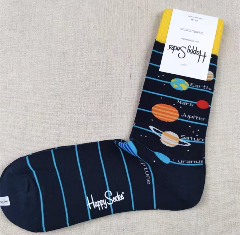 Happy Socks Men's Diamond Check Socks Four Seasons Pure Cotton Geometric Pattern Sports Socks - Image 22