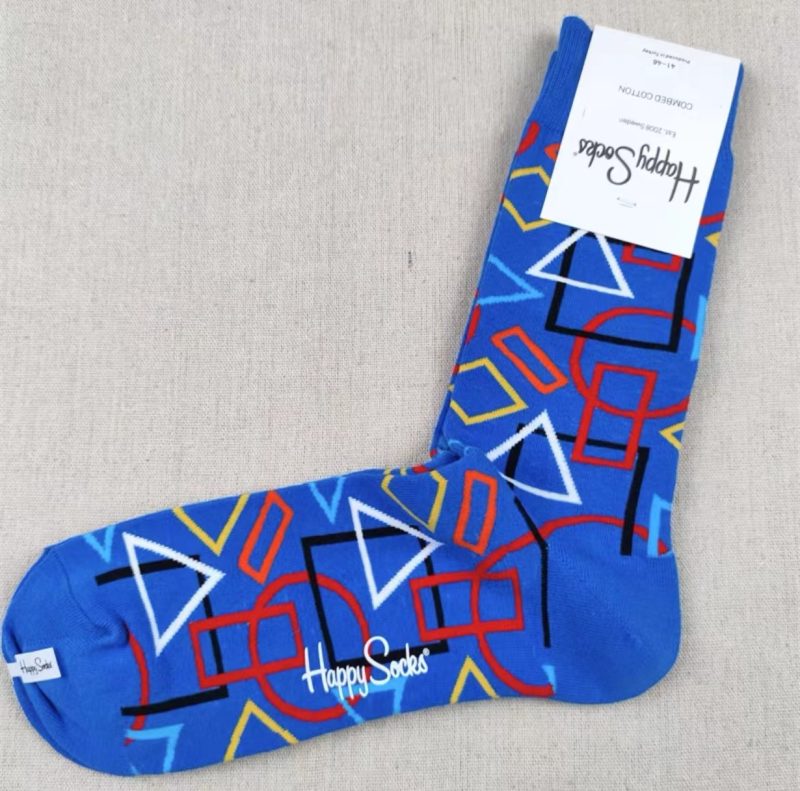 Happy Socks Men's Diamond Check Socks Four Seasons Pure Cotton Geometric Pattern Sports Socks - Image 24