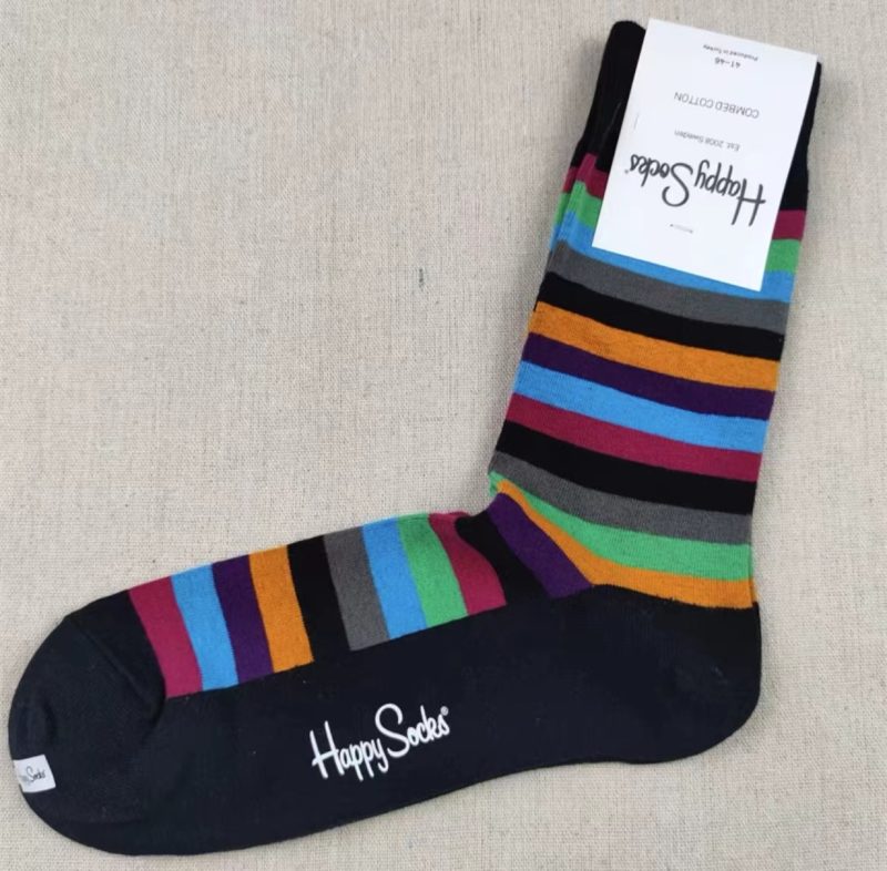 Happy Socks Men's Diamond Check Socks Four Seasons Pure Cotton Geometric Pattern Sports Socks - Image 31