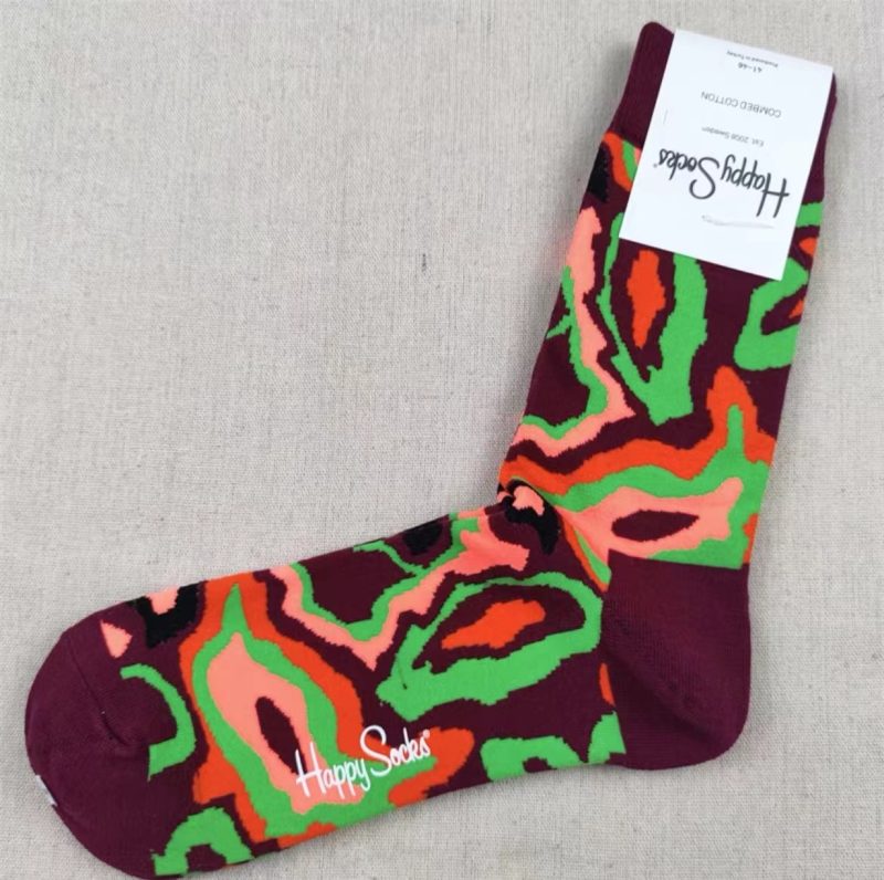 Happy Socks Men's Diamond Check Socks Four Seasons Pure Cotton Geometric Pattern Sports Socks - Image 32
