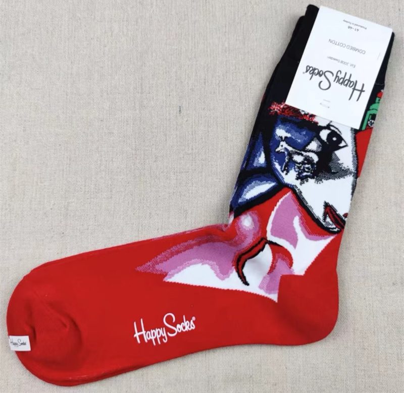 Happy Socks Men's Diamond Check Socks Four Seasons Pure Cotton Geometric Pattern Sports Socks - Image 35