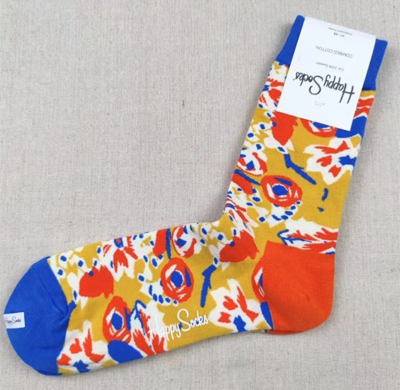 Happy Socks Men's Diamond Check Socks Four Seasons Pure Cotton Geometric Pattern Sports Socks - Image 39