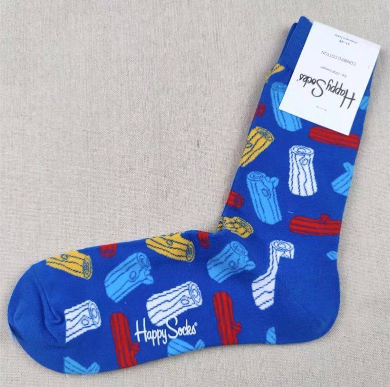 Happy Socks Men's Diamond Check Socks Four Seasons Pure Cotton Geometric Pattern Sports Socks - Image 41