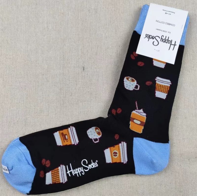 Happy Socks Men's Diamond Check Socks Four Seasons Pure Cotton Geometric Pattern Sports Socks - Image 43