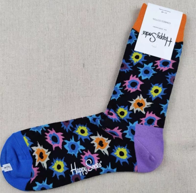 Happy Socks Men's Diamond Check Socks Four Seasons Pure Cotton Geometric Pattern Sports Socks - Image 45